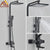 Quyanre Matte Black Bathroom Shower Faucet Set Wall Mount Rainfall Shower Mixer Tap Bathtub Shower Mixer Tap 3-way Shower Mixer